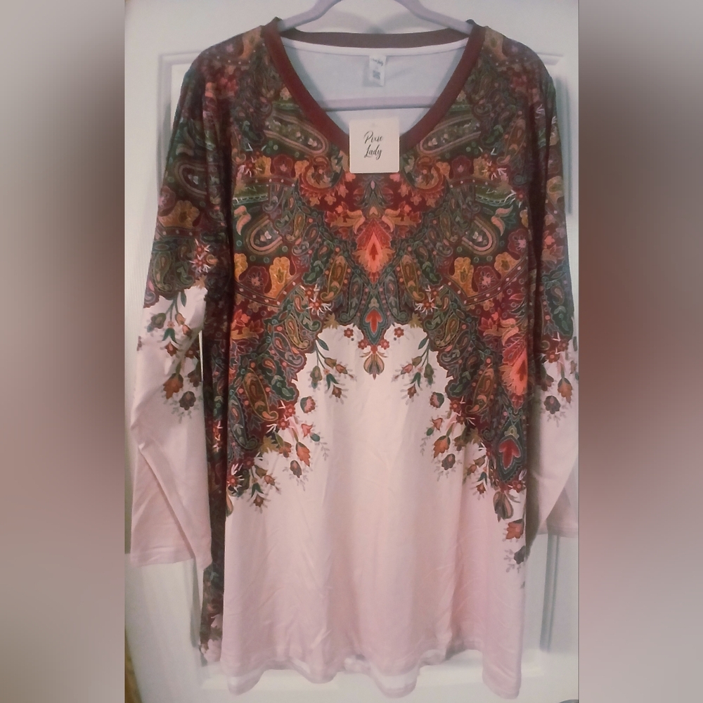 NWT - Pixie Lady Pink Paisley Tunic Blouse Size 2X